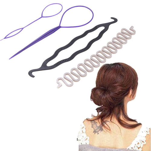 3 Kinds Magic Hair Styling Accessories Set Hair Pin Hair Bun Maker Hair Braiding Twist Styling Tool