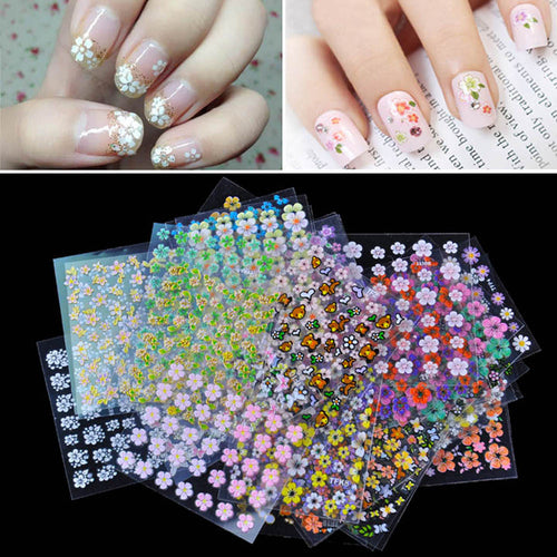 30 Sheet 3D Mix Color Floral Design Nail Art Stickers Decals Manicure Beautiful Accessories Decoration