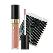 12 ColorsMakeup Matte Lipstick Lip Gloss Pencil Long Lasting lipgloss+50pc Disposable Black Bar Lip Brush