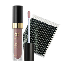 12 ColorsMakeup Matte Lipstick Lip Gloss Pencil Long Lasting lipgloss+50pc Disposable Black Bar Lip Brush