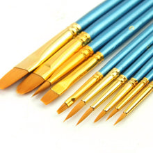 10pc Artists Paint Nylon Hair Brush Set Acrylic Watercolor Round Pointed Tip Nail Art Brush Set Fit For Learner