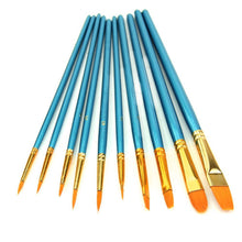10pc Artists Paint Nylon Hair Brush Set Acrylic Watercolor Round Pointed Tip Nail Art Brush Set Fit For Learner