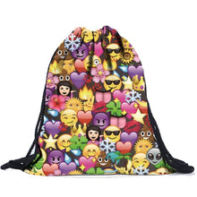 16 Color Unisex Smiley Emoji Face Backpacks 3D Printing Bags Drawstring Backpack For Teenagers Shoulder Bag