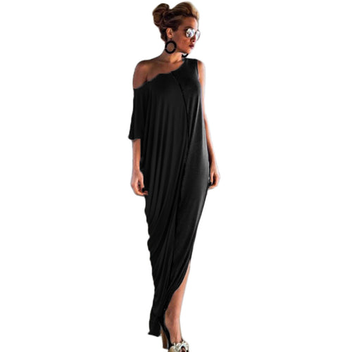 100% Women Casual Loose Off Shoulder Long Maxi Dress plus size office dress