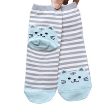3D Animals Striped Cartoon Women Cat Footprints Cotton Floor Stockings er &