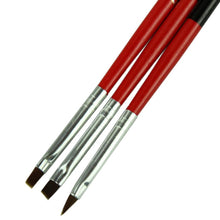 3pc nail art decorations Red Soft brush set tools professional painting pen for false nail tips UV nail gel polish