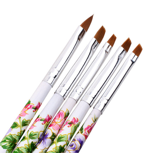 5pc UV Gel Acrylic Nail Art Brush Painting Drawing Brushes Pen Set Nail Design Manicure Tool Pusher Tool Colorful