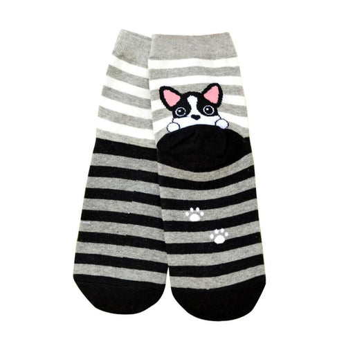3D Animals Cartoon Socks Women Puppy Footprints Floor Cotton sock Women's Casual Charactor Socks