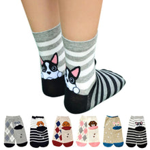 3D Animals Cartoon Socks Women Puppy Footprints Floor Cotton sock Women's Casual Charactor Socks