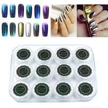 12 Colors Nail Glitter Powder Shinning Nail Mirror Powder Makeup Art DIY Chrome Pigment With Sponge Stick Acrylic Powders