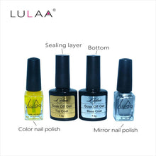 4pc / lot Mirror Effect Metal Multi-color Paint Topc oat Metal Nail Art Polish Woman Lady Makeup DIY Nail Art Tools Set