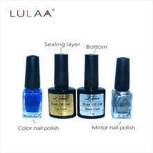 4pc / lot Mirror Effect Metal Multi-color Paint Topc oat Metal Nail Art Polish Woman Lady Makeup DIY Nail Art Tools Set