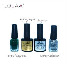 4pc / lot Mirror Effect Metal Multi-color Paint Topc oat Metal Nail Art Polish Woman Lady Makeup DIY Nail Art Tools Set