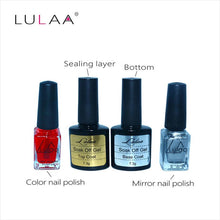 4pc / lot Mirror Effect Metal Multi-color Paint Topc oat Metal Nail Art Polish Woman Lady Makeup DIY Nail Art Tools Set