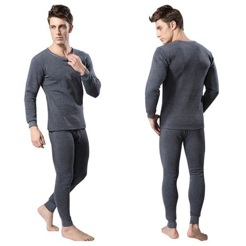 2 pieces Cotton Thermal Underwear Set Warm Thicken Long Johns Tops Bottom