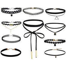 10Pcs Black Gothic Punk Velvet Tattoo Lace Choker Necklace Long Pendant Jewelry Women Collar Chocker