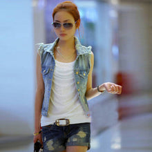 2XL Women Retro Washed Sleeveless Personalized Cardigan Vintage Jeans Denim Vest Waistcoat Coat Vest Jackets