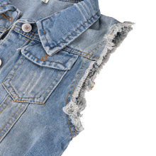 2XL Women Retro Washed Sleeveless Personalized Cardigan Vintage Jeans Denim Vest Waistcoat Coat Vest Jackets