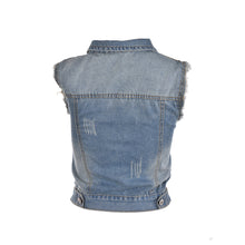 2XL Women Retro Washed Sleeveless Personalized Cardigan Vintage Jeans Denim Vest Waistcoat Coat Vest Jackets