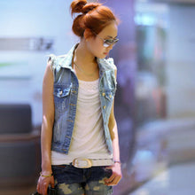 2XL Women Retro Washed Sleeveless Personalized Cardigan Vintage Jeans Denim Vest Waistcoat Coat Vest Jackets