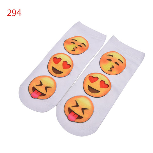 10 Styles Women 3D Printed Smiley Face Emoticons Emoji Amusing Ankle Socks Costume Accessories For Women