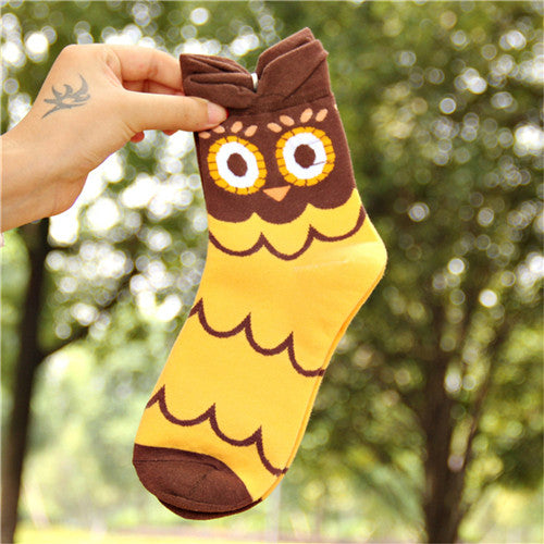 5 Colors Women Cute 3D Owl Print Socks Durable Casual Socks