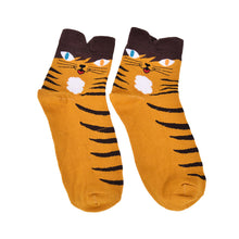 3D Animals Striped Cartoon Socks Women Girl Cat Footprints Cotton Ankle Socks