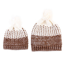 2Pcs 5 Colors Mother Baby Crochet Hats Toddler Kids Boys Girls Knitted Beanie Hat Children Adult Warm Pompon Caps