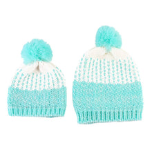 2Pcs 5 Colors Mother Baby Crochet Hats Toddler Kids Boys Girls Knitted Beanie Hat Children Adult Warm Pompon Caps