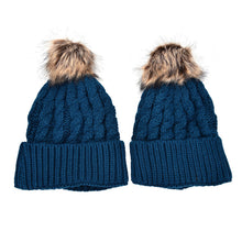 2Pcs Mother Kids Child Baby Warm Knit Beanie Pom Hat Crochet Ski Cap 6 Colors