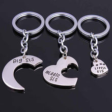 3pc Family Charm Keyring Big Middle Little Sis Sister Heart Keychains Women Girl Friends