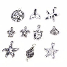 40Pcs Bulk Tibetan Style Alloy Pendants Conch shells Sea Star anchor Mix Pendants Charms DIY Jewelry