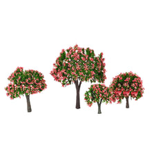 4Pcs Plastic Trees Model White and Pink Flower Trees Model Train Layout Garden Scenery Diorama Miniature Model Toys