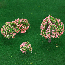 4Pcs Plastic Trees Model White and Pink Flower Trees Model Train Layout Garden Scenery Diorama Miniature Model Toys