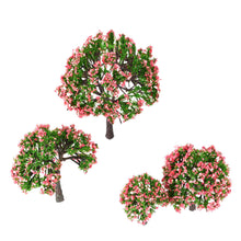 4Pcs Plastic Trees Model White and Pink Flower Trees Model Train Layout Garden Scenery Diorama Miniature Model Toys