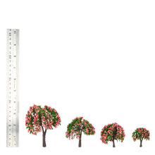 4Pcs Plastic Trees Model White and Pink Flower Trees Model Train Layout Garden Scenery Diorama Miniature Model Toys