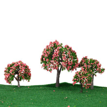 4Pcs Plastic Trees Model White and Pink Flower Trees Model Train Layout Garden Scenery Diorama Miniature Model Toys