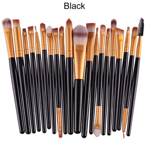 20pc Silver Synthetic Kabuki Makeup Brush Set Cosmetics Foundation Blending Blush Makeup Tool