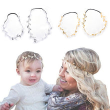 2Pcs Gold Silver Leaves Hairbands Korean Hair Accessories Bridal Trendy Jewelry For Mother and Baby Gifts
