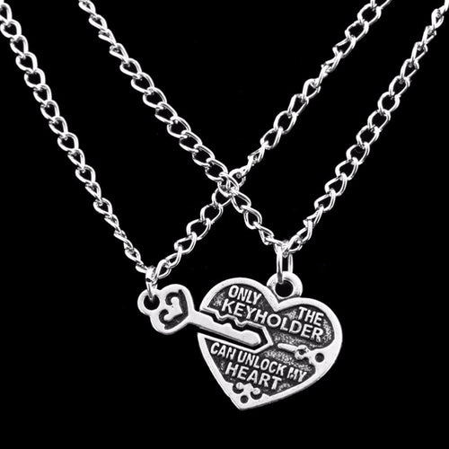 2pc Key Unlock My Heart Lock Best Friend Necklace For Women Lover Fine Jewelry