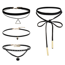 4pcs jewelry black leather bow Tassel choker DIY necklace gift for women girl