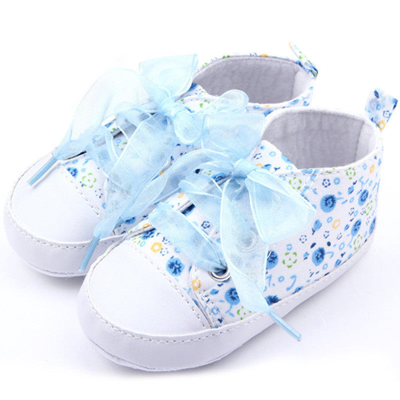 born 0-12 Months Toddler Baby Girls Crib Shoes Soft Sole Anti-slip Floral Walk Sneaker First Walkers
