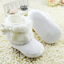 born 0-18Months Baby Girls White Bowknot Crib Shoes Toddler Soft Warm Snow Boots First Walkers