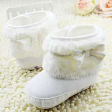 born 0-18Months Baby Girls White Bowknot Crib Shoes Toddler Soft Warm Snow Boots First Walkers
