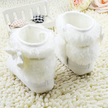 born 0-18Months Baby Girls White Bowknot Crib Shoes Toddler Soft Warm Snow Boots First Walkers