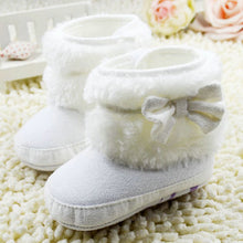 born 0-18Months Baby Girls White Bowknot Crib Shoes Toddler Soft Warm Snow Boots First Walkers