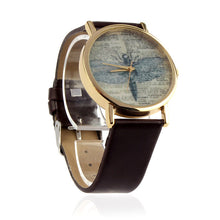 3 Colors Lady Retro Watch Women Dragonfly Dial PU Leather Band Quartz Clock Wrist Watches Alloy Watch