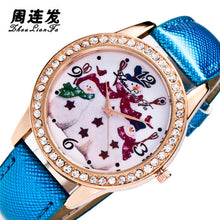 5 Colors Snowman Women Ladies Luxury Diamond Leather Quartz Wrist Dress Watch Montre femme Clock Gift